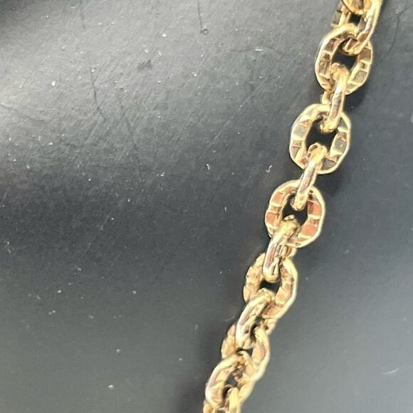 Vintage Etienne Aigner gold tone chain disk necklace - Picture 3 of 6